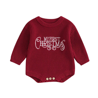 Newborn Baby Girl Boy Christmas Outfit Sweater Oversized Knitted Sweatshirt Romper Infant Warm Fall Winter Clothes Neutral Baby Boutique