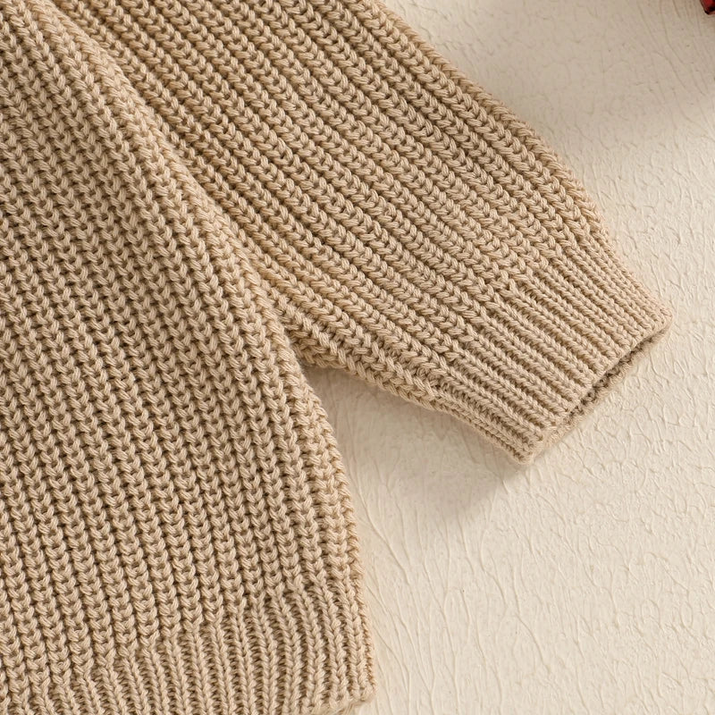 Toddler Christmas Sweaters Long Sleeve Letter Embroidery Knit Pullovers Kid Jumper Tops Neutral Baby Boutique