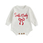Pudcoco Baby Girl Christmas Romper Loose Fit Letter Bow Embroidery Ribbed Long Sleeve Infant Winter Sweater Neutral Baby Boutique