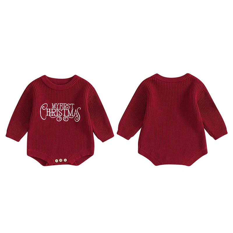 Newborn Baby Girl Boy Christmas Outfit Sweater Oversized Knitted Sweatshirt Romper Infant Warm Fall Winter Clothes Neutral Baby Boutique