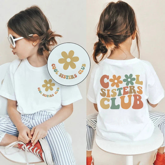 Cool Big Sister Club Print Girls Shirt T-shirt Promoted To Big Sister Clothes Kids Sibling Outfit Girl Tee Top Neutral Baby Boutique