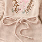 Newborn Baby Girls Waffle Sweater Rompers Flower Embroidery Cotton Long Sleeve Drawstring Infant Fall Toddler Clothes Jumpsuit Neutral Baby Boutique