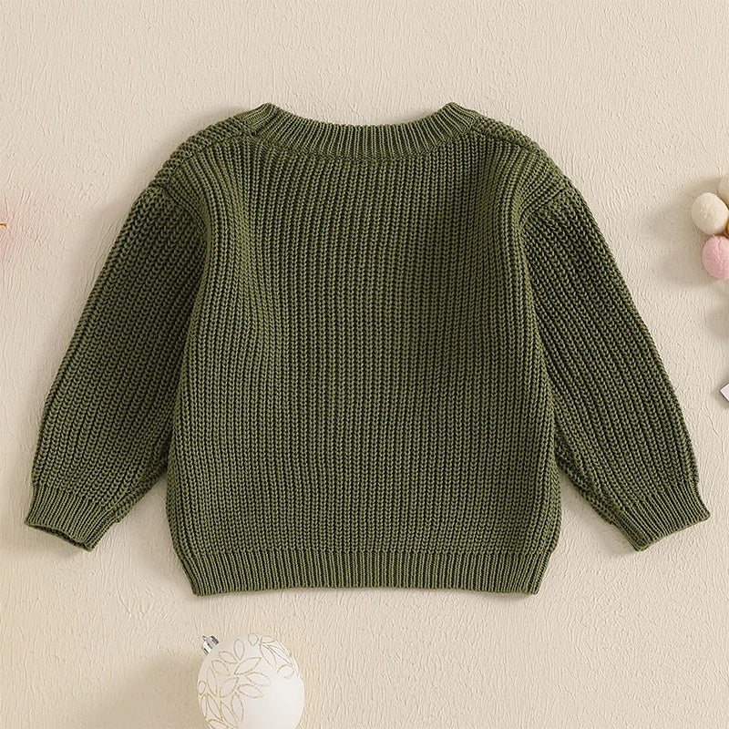 Newborn Baby Girls Boy Sweater Reindeer Embroidery Long Sleeve Pullover 2024 Fall Winter Baby Clothes Christmas Jumpers Top Neutral Baby Boutique