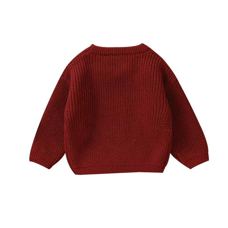 Baby Sweater Long Sleeve Crew Neck Letters Winter Warm Knit Pullover Sweater Infant Clothes for Girls Boys Neutral Baby Boutique
