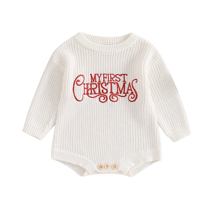 Newborn Baby Girl Boy Christmas Outfit Sweater Oversized Knitted Sweatshirt Romper Infant Warm Fall Winter Clothes Neutral Baby Boutique