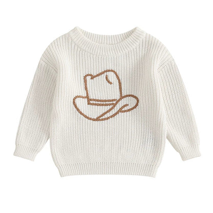 Toddler Baby Girl and Boy Sweater Hat Embroidery Long Sleeve Pullover 2024 Fall Winter Kids Clothes Newborn Boy Girl Jumpers Top Neutral Baby Boutique