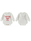 Pudcoco Baby Girl Christmas Romper Loose Fit Letter Bow Embroidery Ribbed Long Sleeve Infant Winter Sweater Neutral Baby Boutique