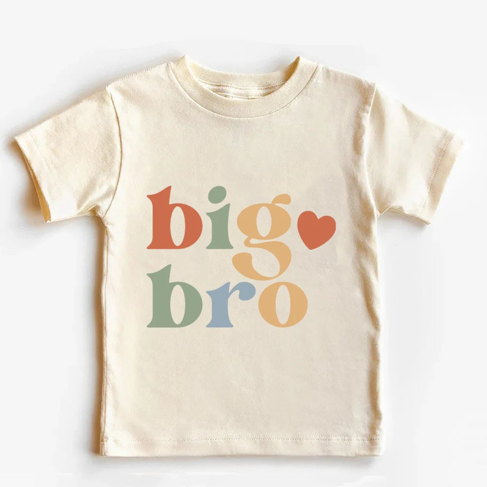 Big Brother Little Sister Printed Shirt Retro Sibling Matching Clothes Kids Short Sleeve T-shirt Tops Baby Large Bubbles Romper Neutral Baby Boutique